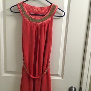 Coral dress with rhinestones